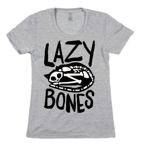 Lazy Bones Cat Skeleton Womens T-Shirt