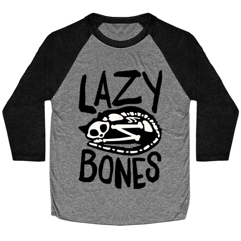Lazy Bones Cat Skeleton Baseball Tee