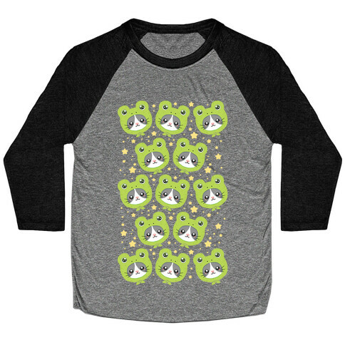 Frog Hat Cat Baseball Tee