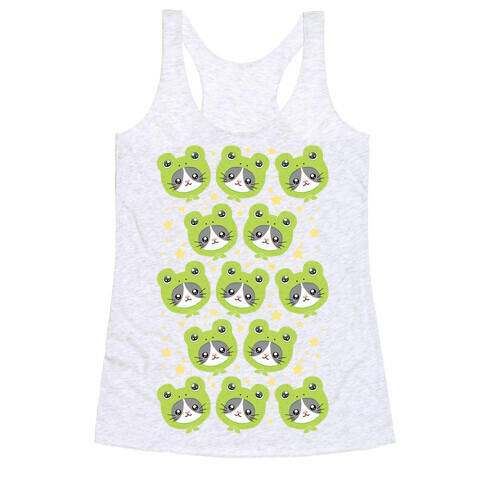 Frog Hat Cat Racerback Tank Top