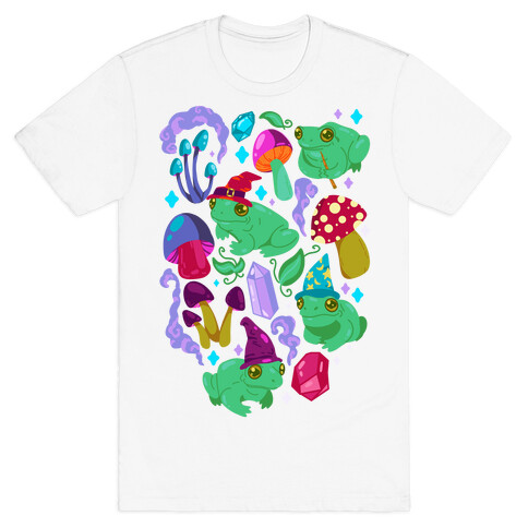 Magical Mushroom Frogs Pattern T-Shirt