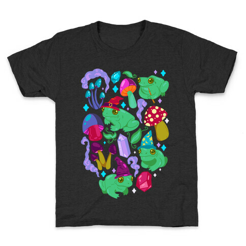 Magical Mushroom Frogs Pattern Kids T-Shirt