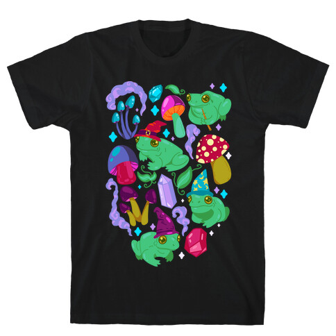 Magical Mushroom Frogs Pattern T-Shirt