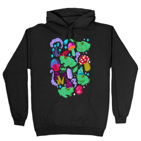 Magical Mushroom Frogs Pattern Hooded Sweatshirt