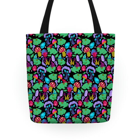 Magical Mushroom Frogs Pattern Tote