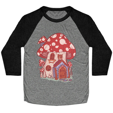 Fairy Mushroom House Pattern Baseball Tee