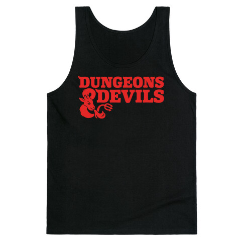 Dungeons & Devils Parody White Print Tank Top