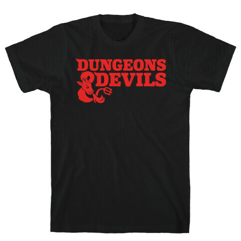 Dungeons & Devils Parody White Print T-Shirt