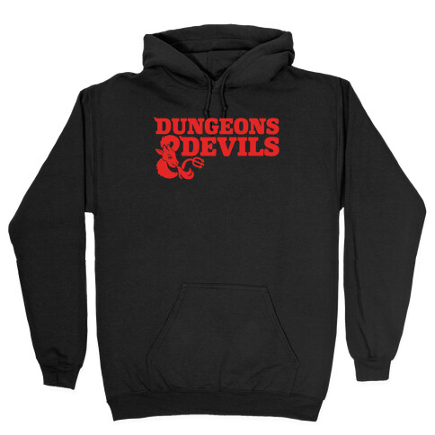 Dungeons & Devils Parody White Print Hooded Sweatshirt