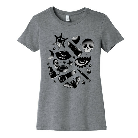 Goth Makeup Pattern Womens T-Shirt