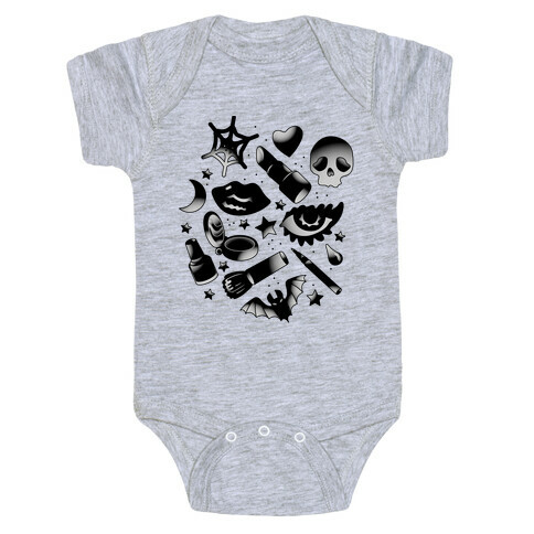 Goth Makeup Pattern Baby One-Piece