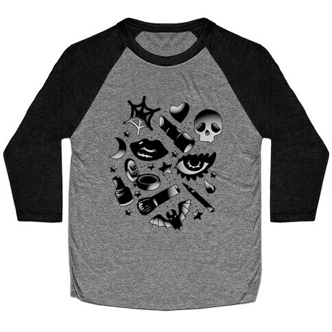 Goth Makeup Pattern Baseball Tee