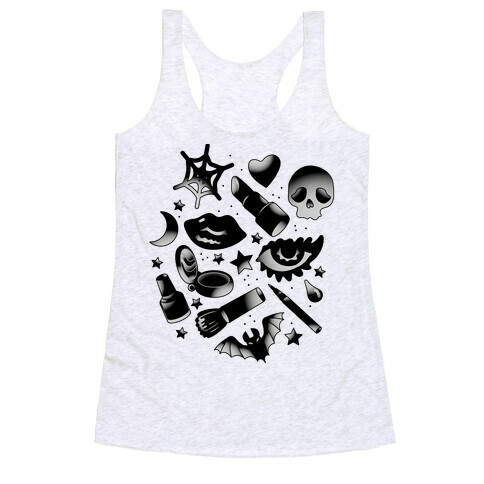 Goth Makeup Pattern Racerback Tank Top