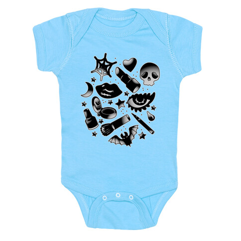 Goth Makeup Pattern Baby One-Piece