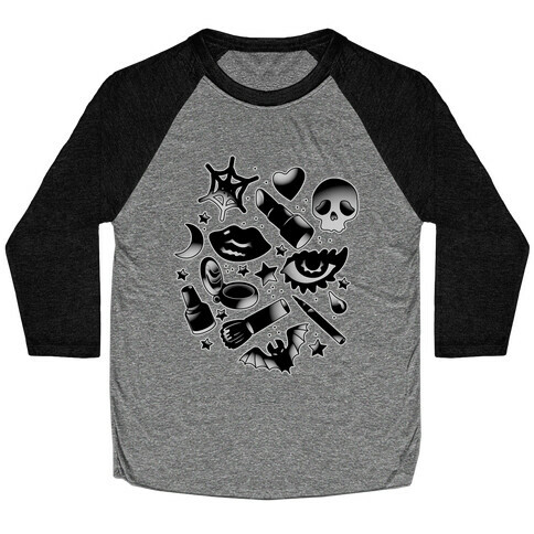 Goth Makeup Pattern Baseball Tee