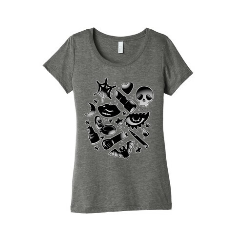 Goth Makeup Pattern Womens T-Shirt