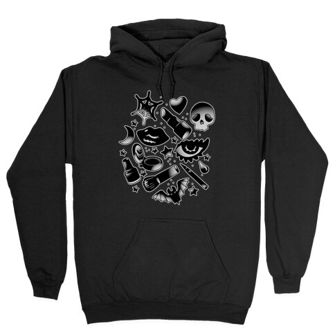 Goth Makeup Pattern Hooded Sweatshirt