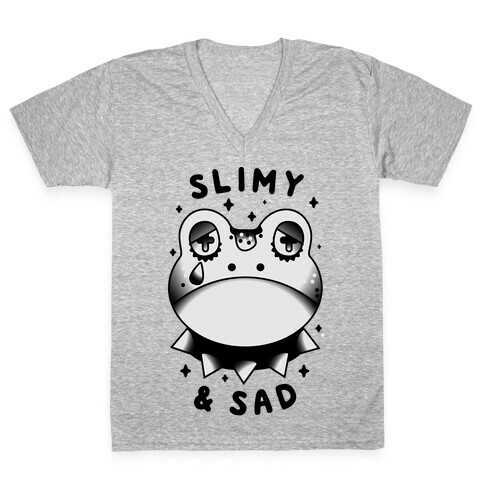 Slimy & Sad Frog V-Neck Tee Shirt