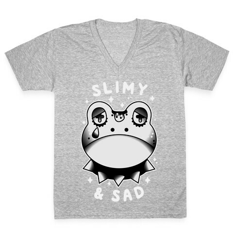 Slimy & Sad Frog V-Neck Tee Shirt