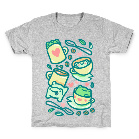 Coffee And Tea Frogs Kids T-Shirt