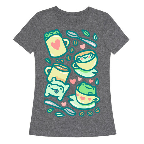 Coffee And Tea Frogs White Print Womens T-Shirt