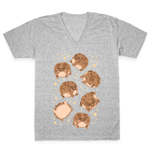 Desert Rain Frog Pattern V-Neck Tee Shirt