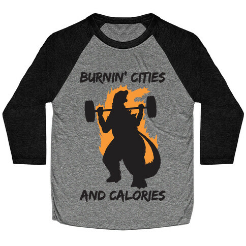 Burnin' Cities And Calories Kaiju Baseball Tee