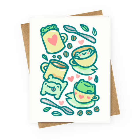 Coffee And Tea Frogs Greeting Card