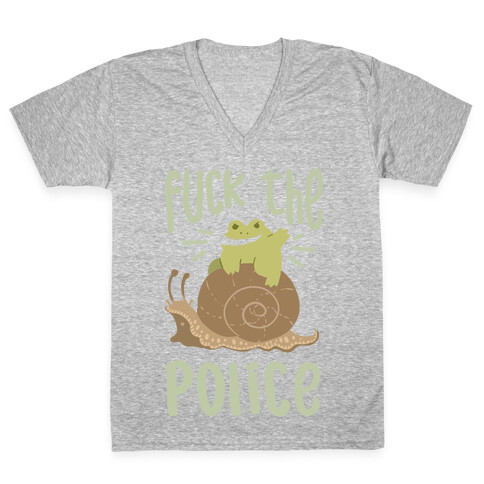 F*** The Police Frog V-Neck Tee Shirt