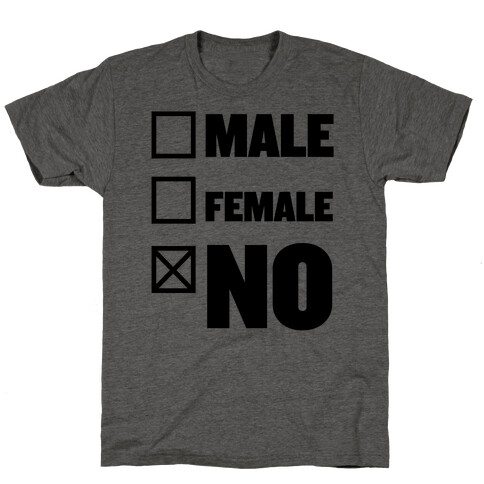 Male, Female, No T-Shirt