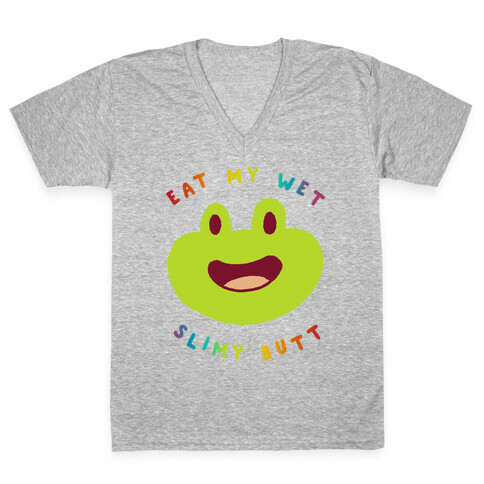 Eat My Wet Slimy Butt Frog V-Neck Tee Shirt