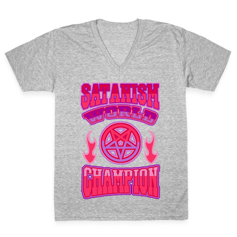 Satanism World Champion V-Neck Tee Shirt