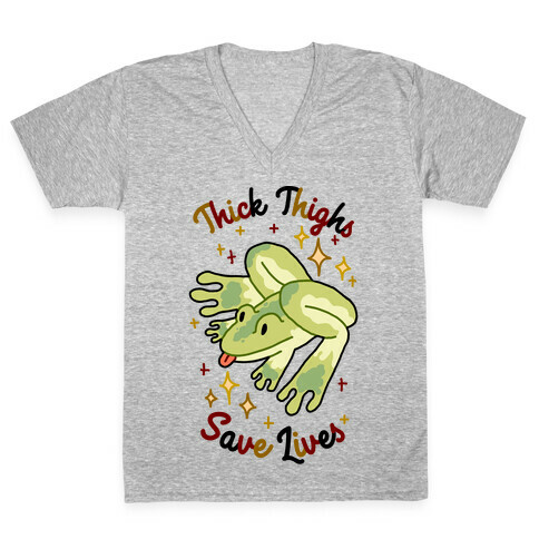 Thick Thighs Save Lives (Frog) V-Neck Tee Shirt