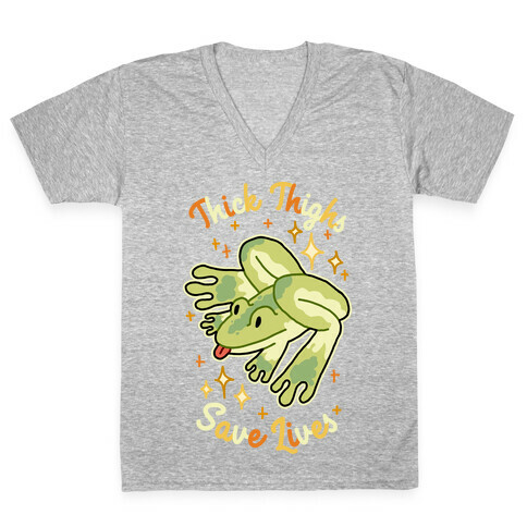 Thick Thighs Save Lives (Frog) V-Neck Tee Shirt