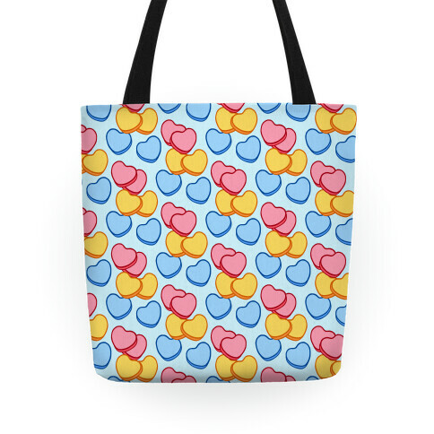 Candy Hearts Pattern Blue Tote