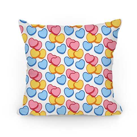 Candy Hearts Pattern White Pillow