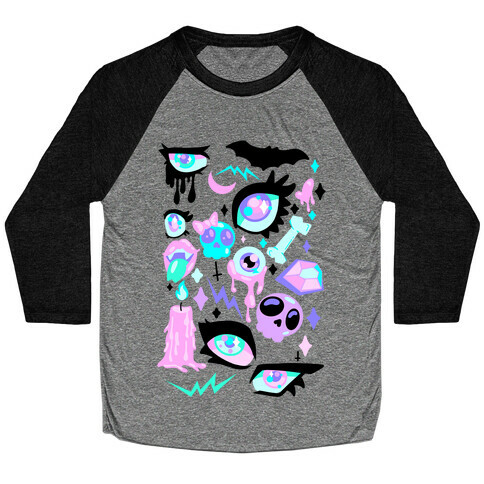 Pastel Goth Eyes Pattern Baseball Tee