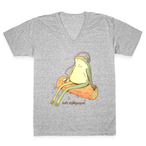 Lofi Chillhopper Frog V-Neck Tee Shirt