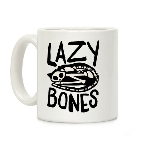 Lazy Bones Cat Skeleton Coffee Mug