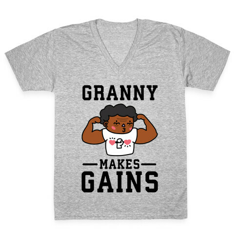 Granny Makes Gains V-Neck Tee Shirt