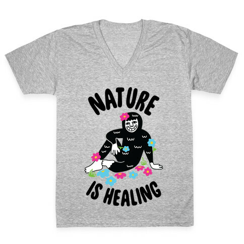 Nature Is Healing (Bigfoot) V-Neck Tee Shirt