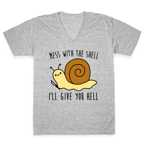 Mess With The Shell I'll Give You Hell V-Neck Tee Shirt