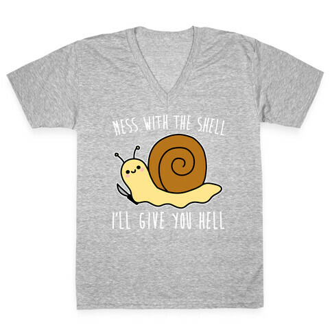 Mess With The Shell I'll Give You Hell V-Neck Tee Shirt