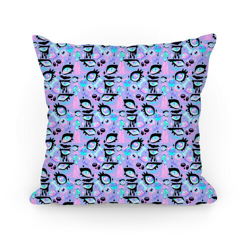 Pastel Goth Eyes Pattern Pillow