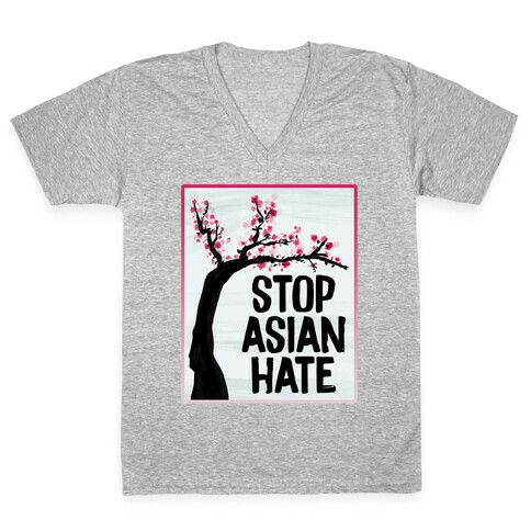 Stop Asian Hate Plum Blossoms V-Neck Tee Shirt