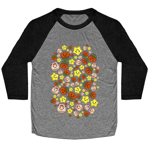 Stuffed Powerups Pattern Baseball Tee