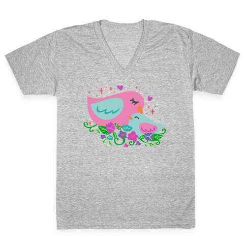 Mama Bird Pink V-Neck Tee Shirt