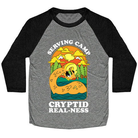 Serving Camp Cryptid Real-Ness Baseball Tee