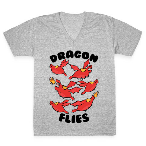 Dragon Flies V-Neck Tee Shirt