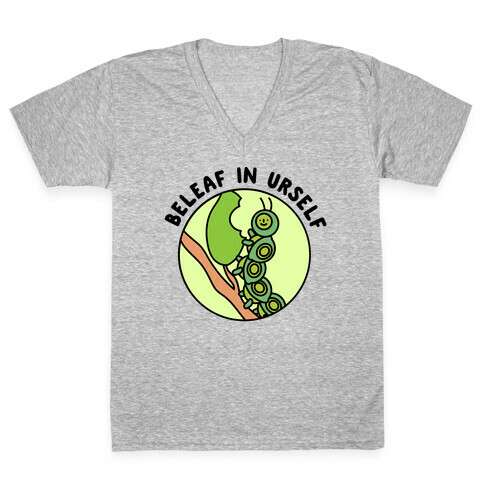 Beleaf In Urself Caterpillar  V-Neck Tee Shirt